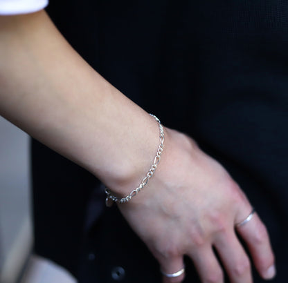 【彼の手元を上品に】F.H. シルバーブレスレット（フィガロチェーン4mm）：#B027-19cm