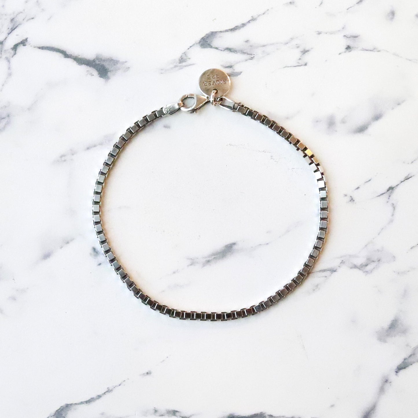 【手首周り19cm位の方に】F.H. シルバーブレスレット（BOXチェーン 3mm）：#B028-21cm