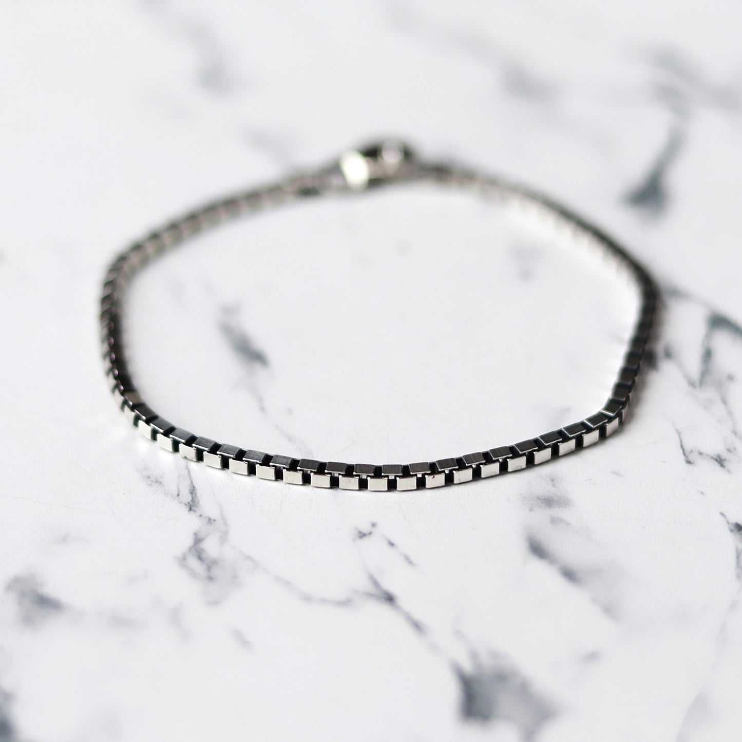 【手首周り大きい（21cm位）の方に】F.H. シルバーブレスレット（BOXチェーン 3mm）：#B028-23cm