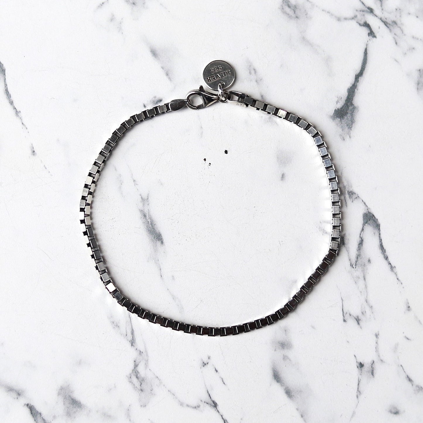 【手首周り大きい（21cm位）の方に】F.H. シルバーブレスレット（BOXチェーン 3mm）：#B028-23cm