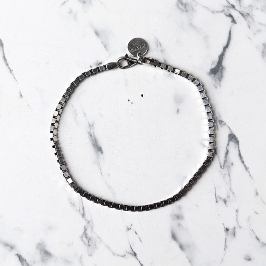 【手首周り大きい（21cm位）の方に】F.H. シルバーブレスレット（BOXチェーン 3mm）：#B028-23cm