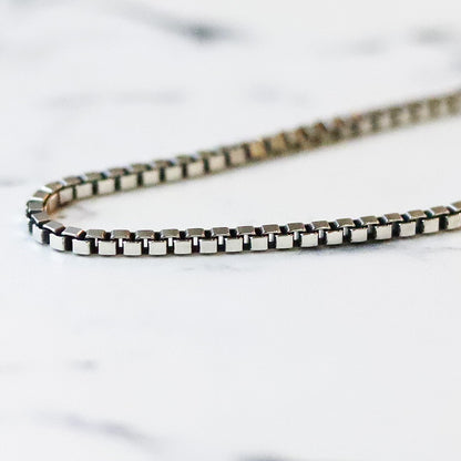 【さりげなく色気をプラス】F.H. シルバーブレスレット（BOXチェーン 3mm）：#B028-19cm