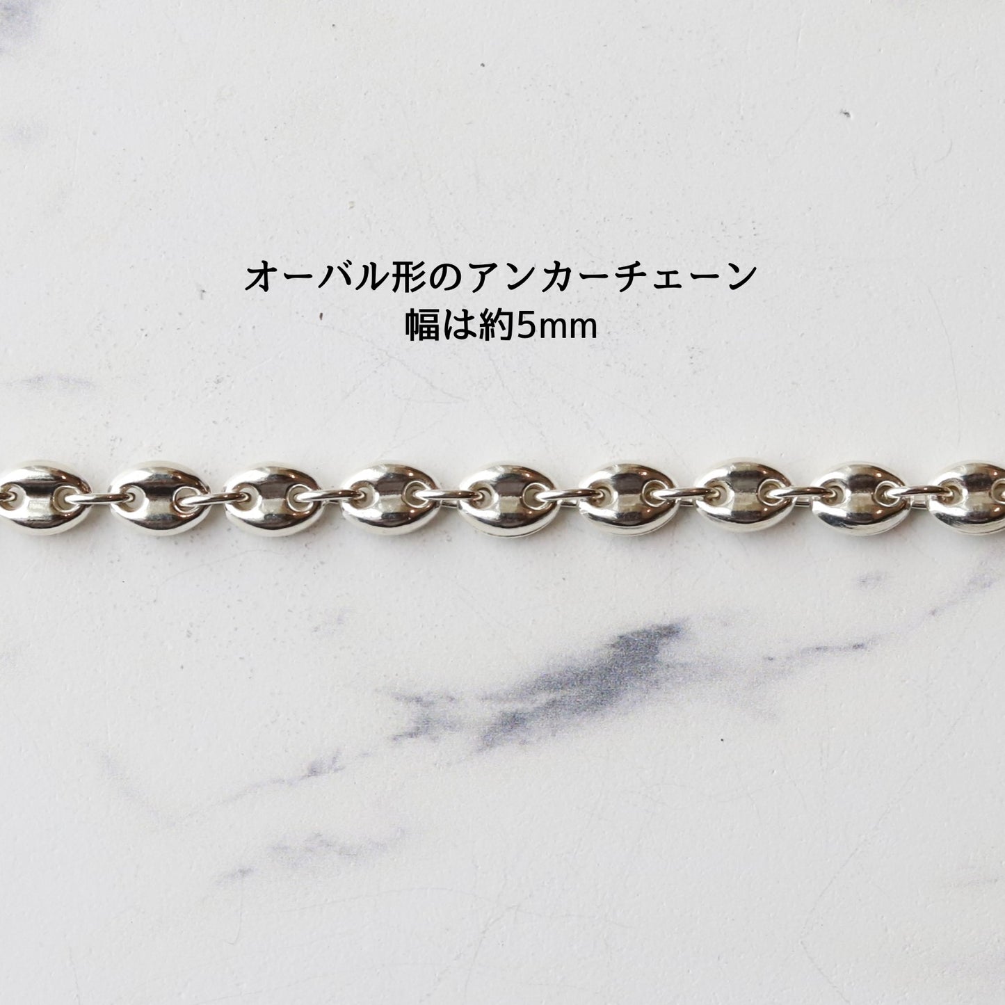【手首回り大きい方に】F.H. シルバーブレスレット（オーバルアンカーチェーン）：#B036-21cm