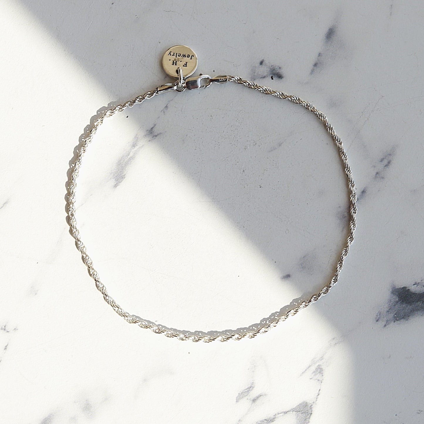 【別注 全長23cm】F.H. シルバーブレスレット（ロープチェーン 1.8mm）：#B038-23cm