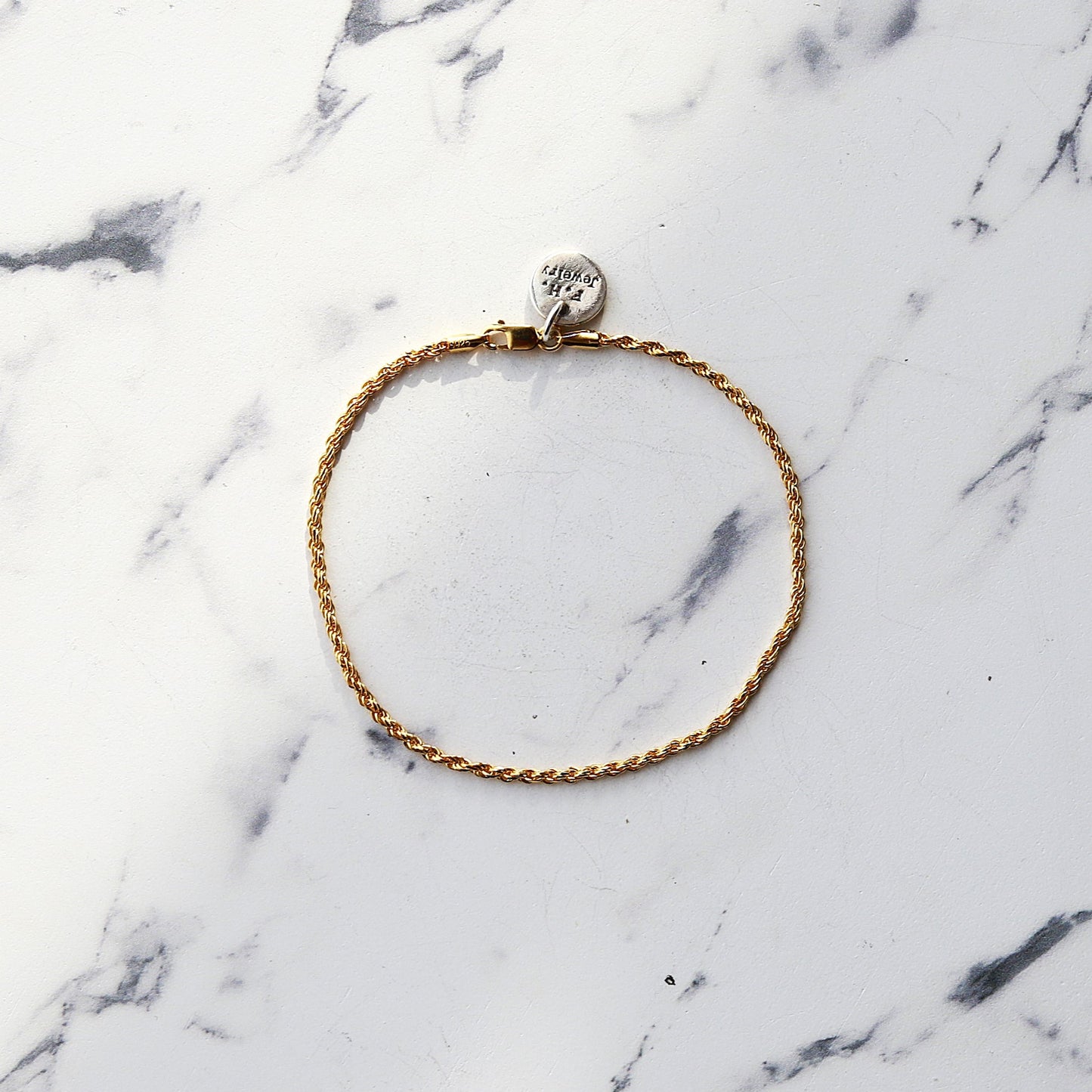 シルバーブレスレット（ロープチェーン 1.8mmゴールドコーティング）：#B038GP-19cm