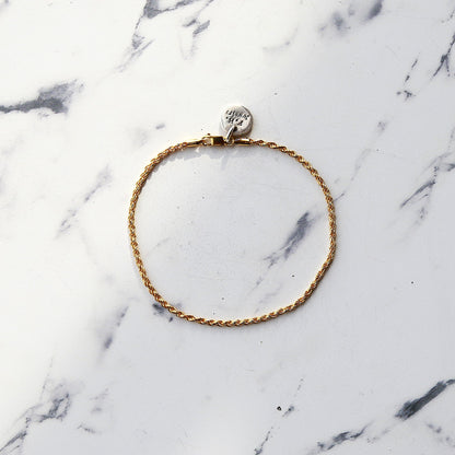 シルバーブレスレット（ロープチェーン 1.8mmゴールドコーティング）：#B038GP-19cm