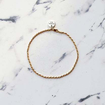 【手首回り大きい方に】F.H.  シルバーブレスレット（ロープチェーン 1.8mmゴールドコーティング）：#B038GP-21cm