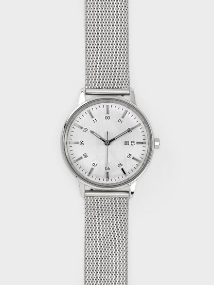 【取り寄せ商品：納期約2週間】sazare【正規取扱店】：SK01 1970 / SS SILVER MIRROR FINISH / SILVER INDEX DIAL / SILVER MESH