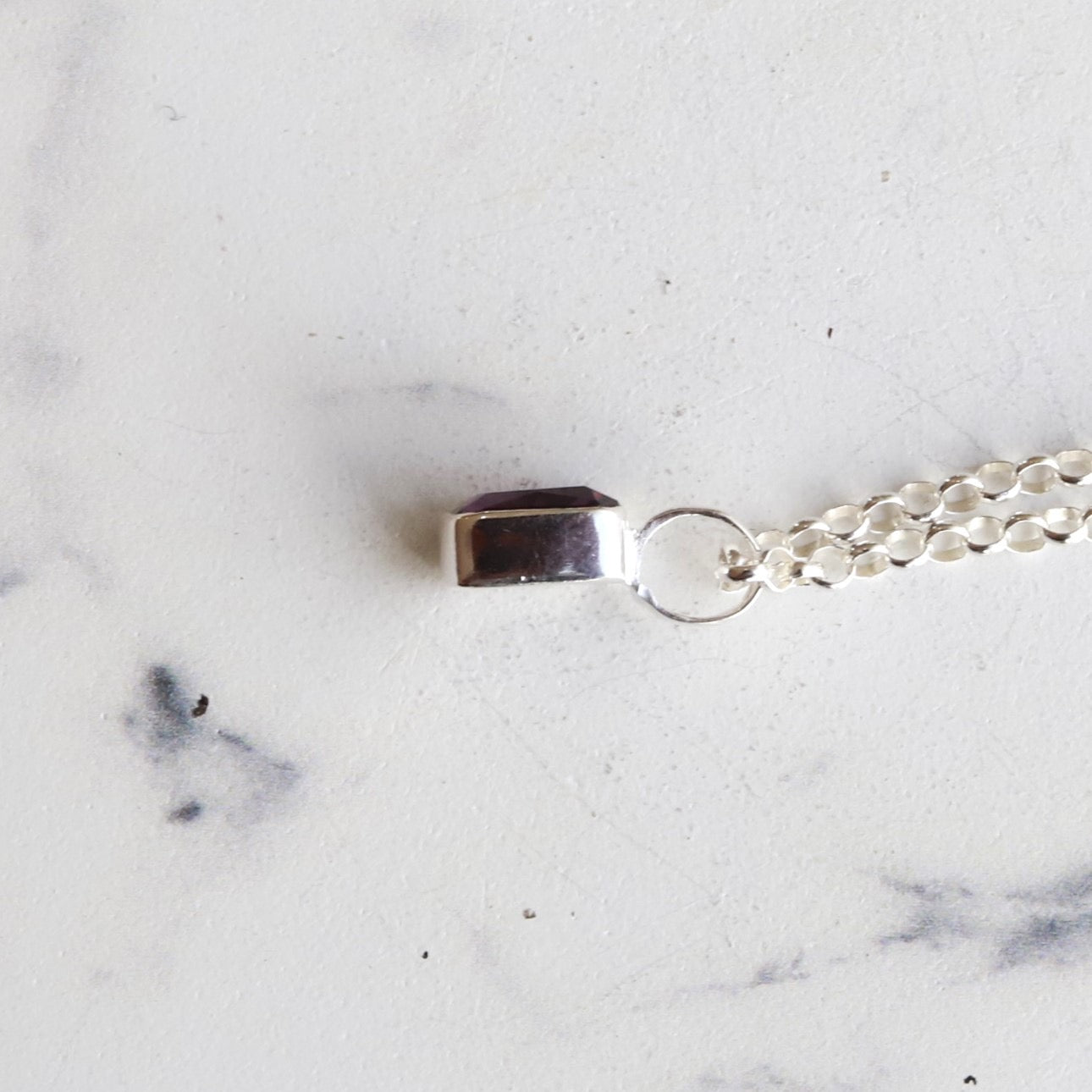 F.H. シルバーネックレス（レクタングルアメジスト ペンダント）：＃N041-AM-50cm