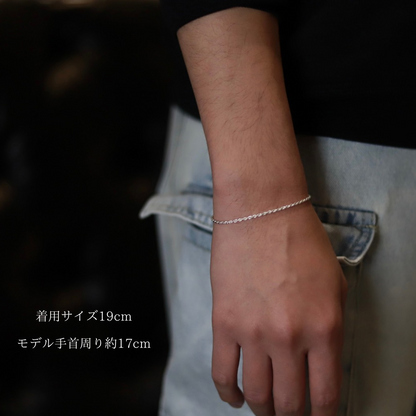 【手元に馴染む繊細な輝き】F.H.  シルバーブレスレット（ロープチェーン 1.8mm）：#B038-19cm