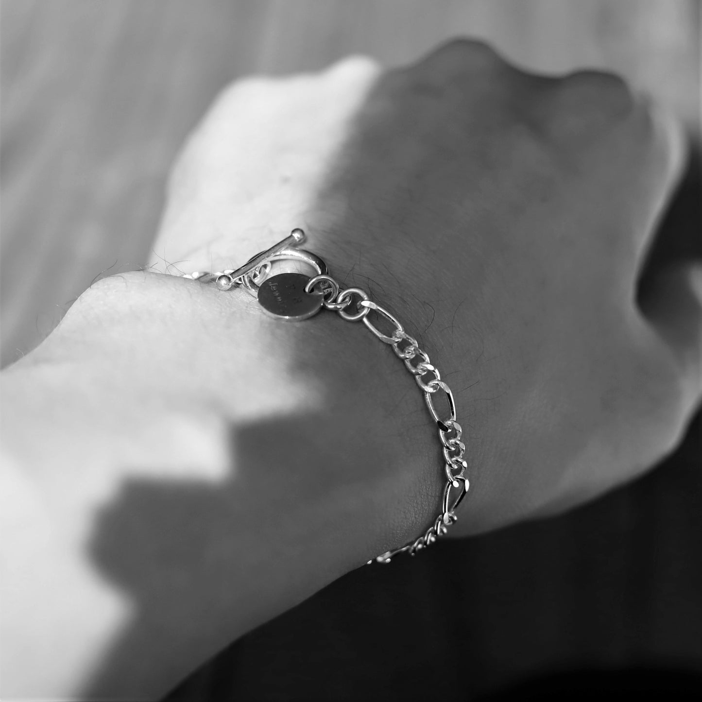 【手首回り19cm位の方に】F.H. シルバーブレスレット（フィガロチェーン4mm）：#B027-21cm