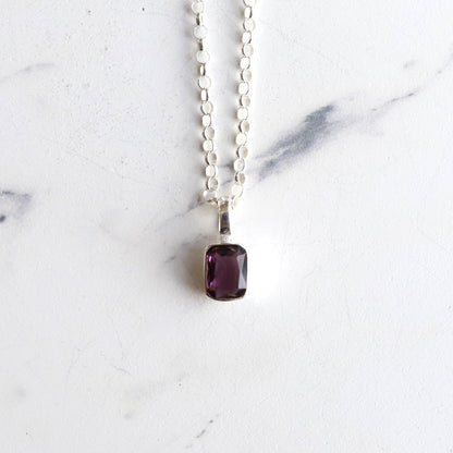 F.H. シルバーネックレス（レクタングルアメジスト ペンダント）：＃N041-AM-50cm