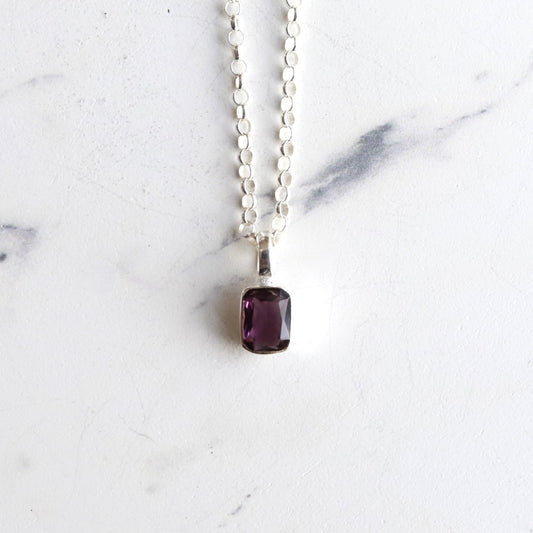 F.H. シルバーネックレス（レクタングルアメジスト ペンダント）：＃N041-AM-50cm