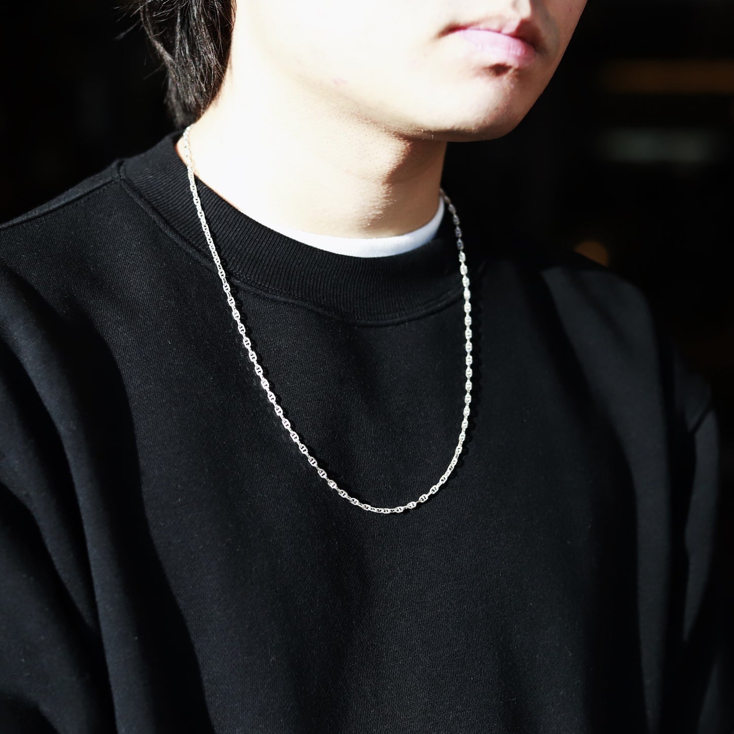 【長めに着けたい方に】F.H. シルバーネックレス（アンカーチェーン 3mm）：＃N018-60cm