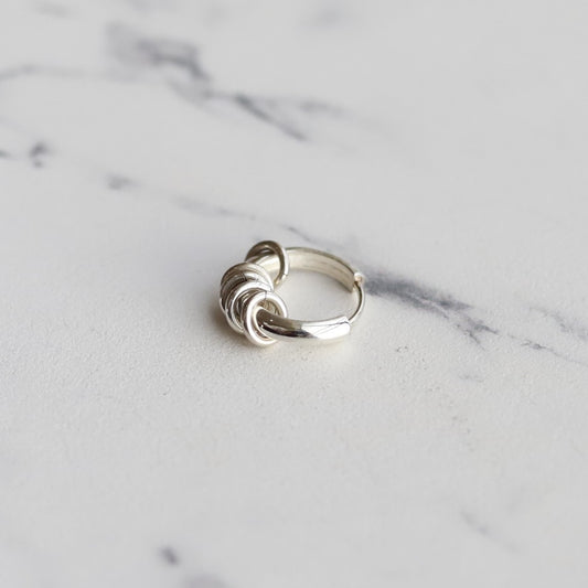 F.H.  シルバーピアス（12mmフープ 5連リンク付き）：#E001