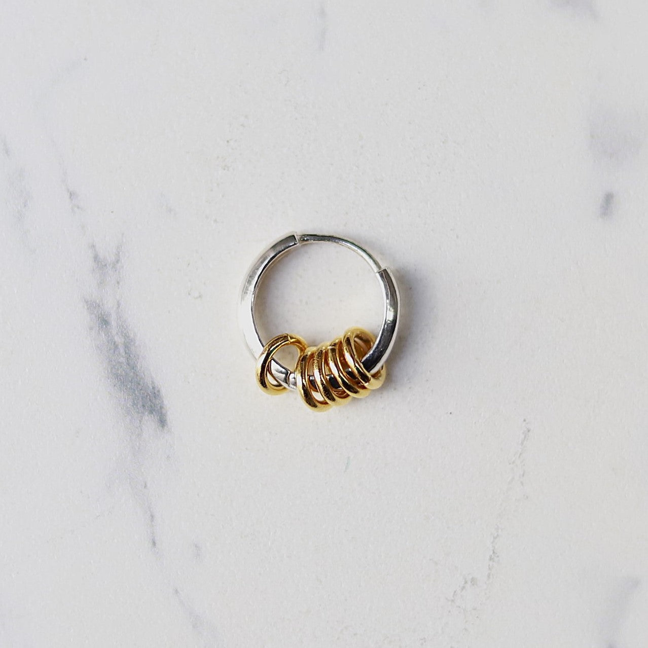 【コンビネーションカラー】F.H. シルバーピアス（12mmフープ5連GPリンク付き）：#E001SGP