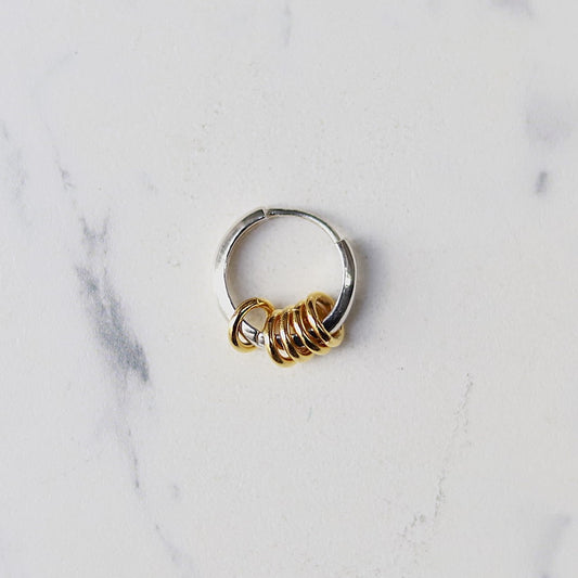 【コンビネーションカラー】F.H. シルバーピアス（12mmフープ5連GPリンク付き）：#E001SGP