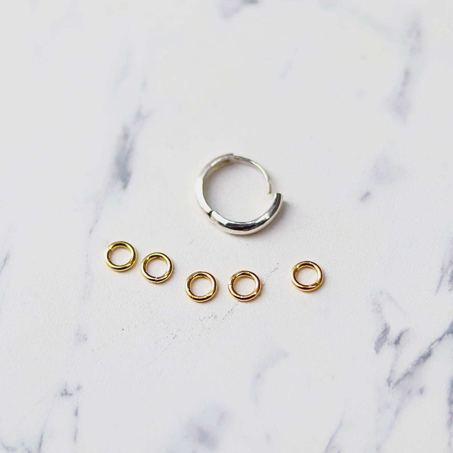 【コンビネーションカラー】F.H. シルバーピアス（12mmフープ5連GPリンク付き）：#E001SGP