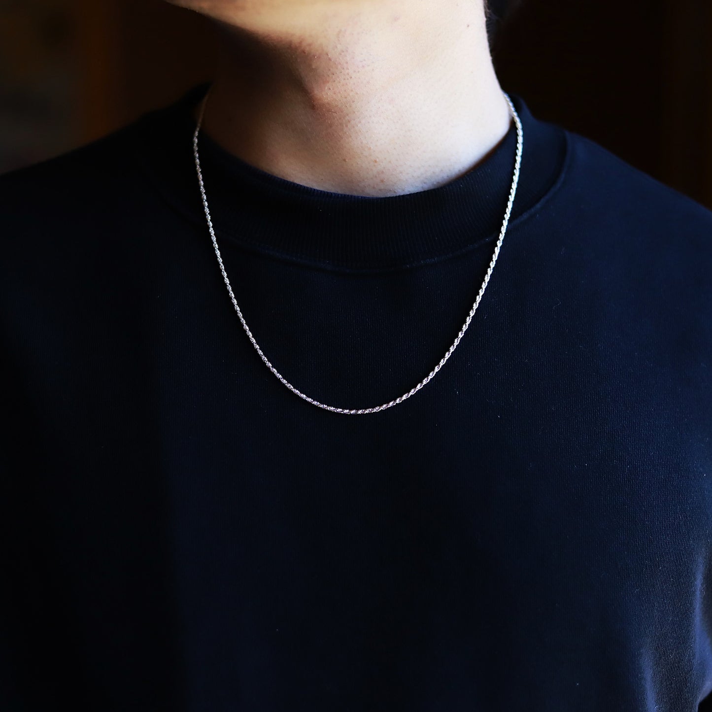 【気持ち長めに着けたい方に】F.H. シルバーネックレス（ロープチェーン 1.9mm）：#N021-55cm