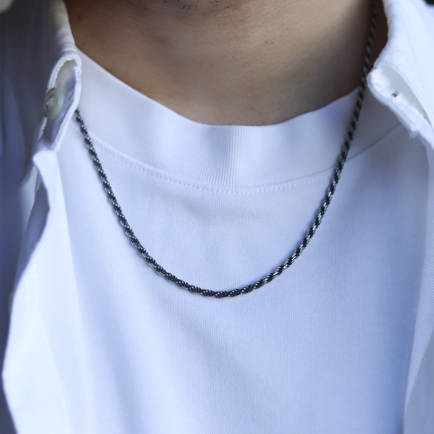 【手間をかけずに楽しめる1本】F.H. シルバーネックレス（ロープチェーン 2.5mm）：＃N038-50cm