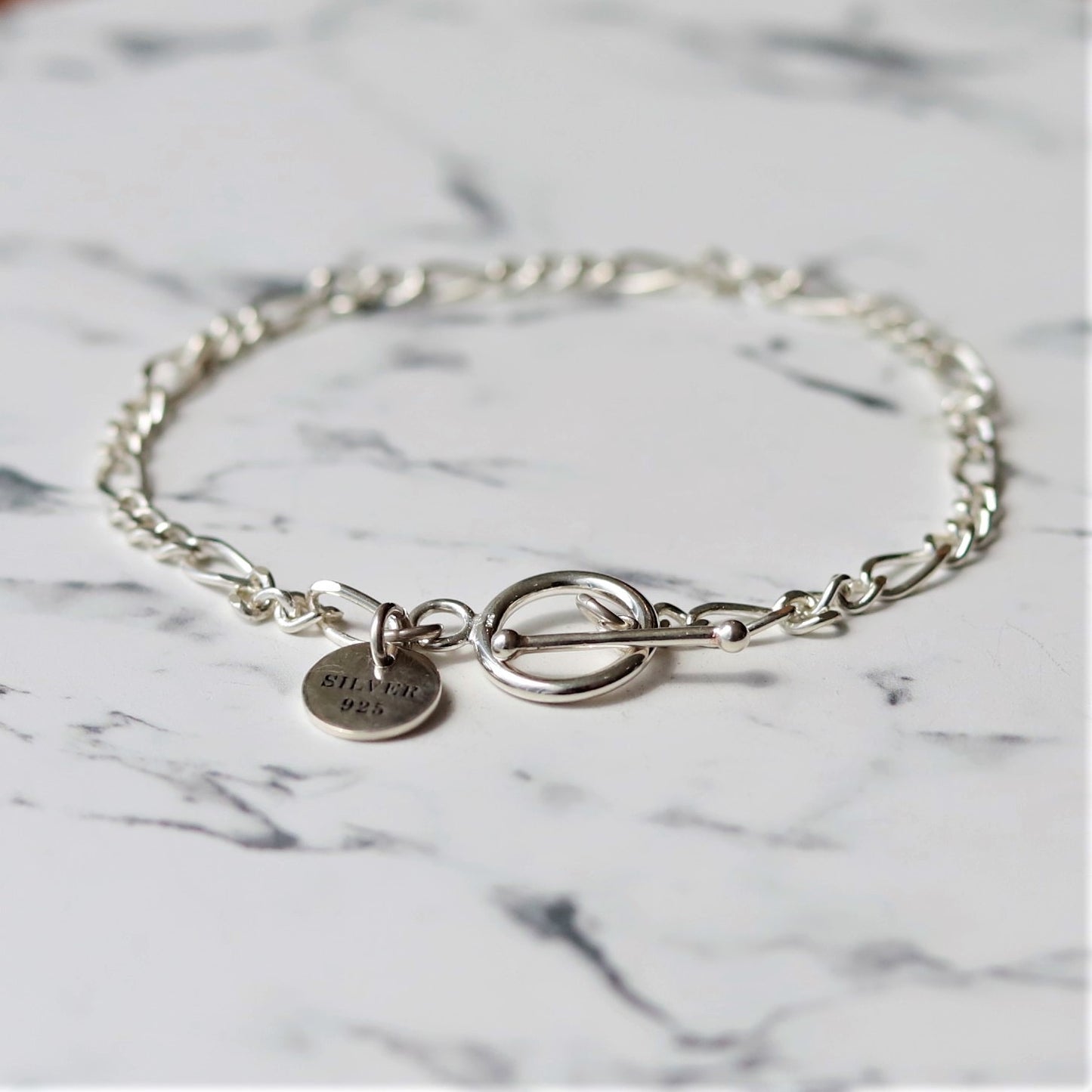 【手首回り19cm位の方に】F.H. シルバーブレスレット（フィガロチェーン4mm）：#B027-21cm