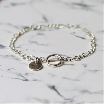 【手首回り19cm位の方に】F.H. シルバーブレスレット（フィガロチェーン4mm）：#B027-21cm