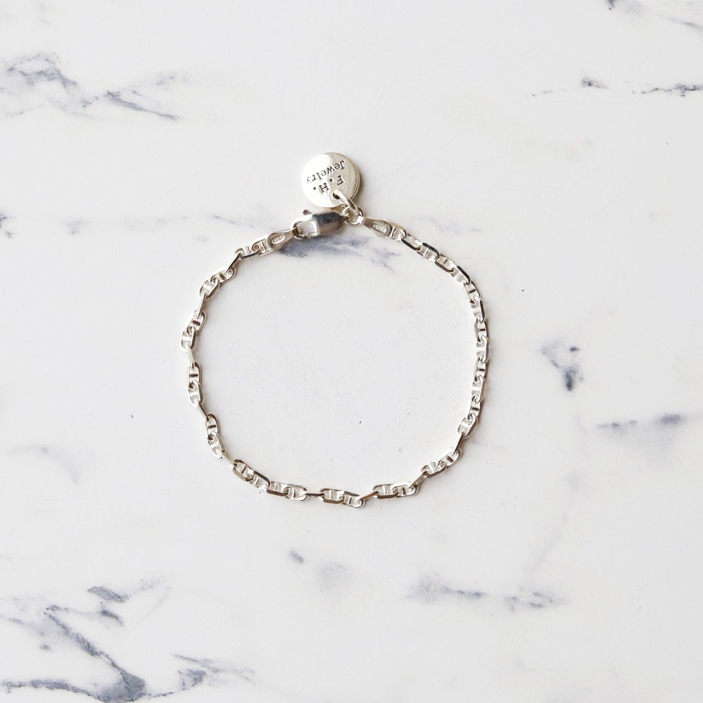 【手首周り細めの方に】F.H. シルバーブレスレット（アンカーチェーン 3mm）： #B016-17cm