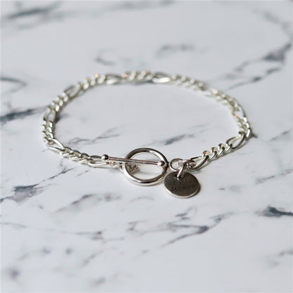 【手首周り細め（15cm位）の方に】F.H. シルバーブレスレット（フィガロチェーン4mm）：#B027-17cm