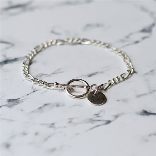 【手首周り細め（15cm位）の方に】F.H. シルバーブレスレット（フィガロチェーン4mm）：#B027-17cm