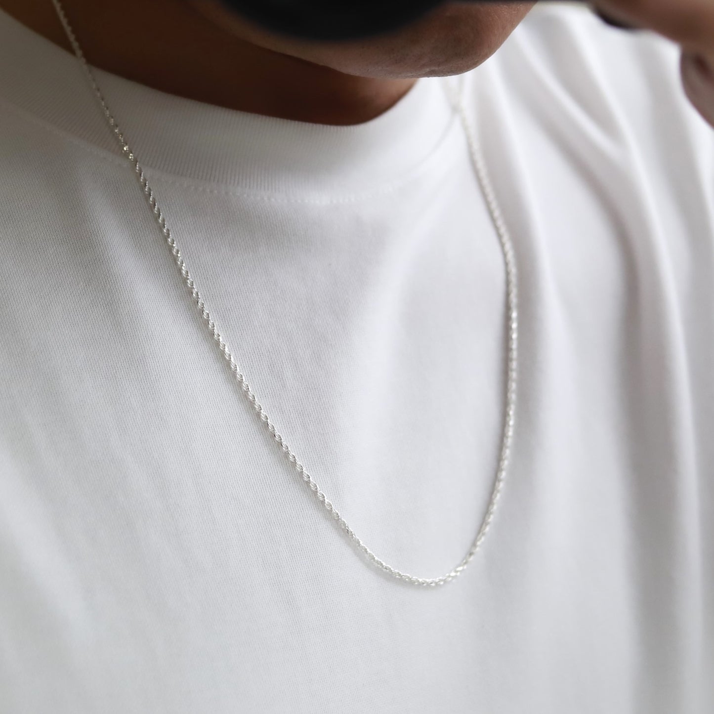 【長めに着けたい方に】F.H. シルバーネックレス（ロープチェーン 1.9mm）：#N021-60cm