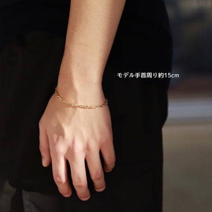 F.H.シルバーブレスレット（アンカーチェーン ゴールドコーティング 3mm）：#B016GP-19cm