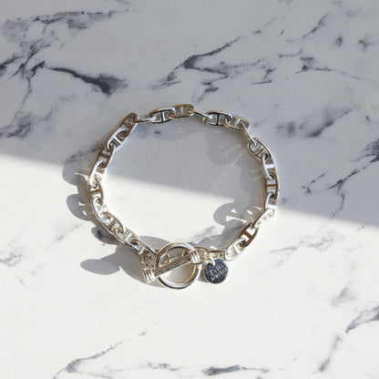 【手首回り19cm位の方に】F.H. シルバーブレスレット（アンカーチェーン 5mm）：#B029-22cm