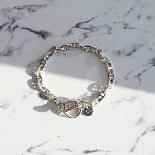 【手首回り19cm位の方に】F.H. シルバーブレスレット（アンカーチェーン 5mm）：#B029-22cm