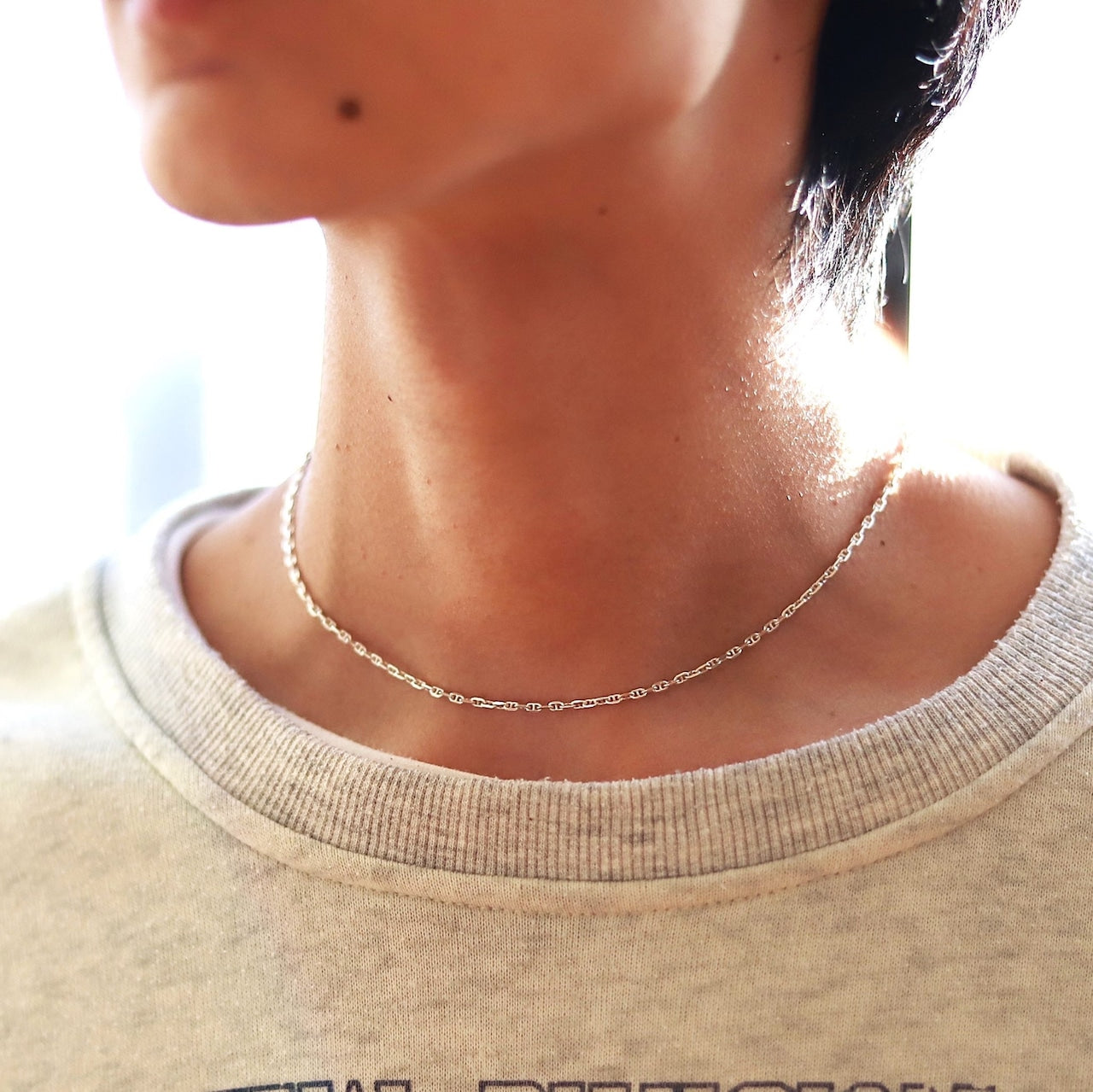 【今こそつけたい短めネックレス】F.H. シルバーネックレス（アンカーチェーン2mm）：#N048−40cm