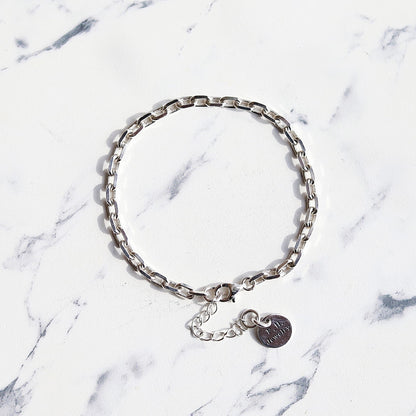 【アジャスター付きでサイズが変えられる】F.H. シルバーブレスレット：#B014-17+3cm