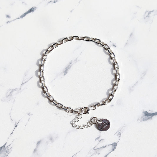 【アジャスター付きでサイズが変えられる】F.H. シルバーブレスレット：#B014-17+3cm