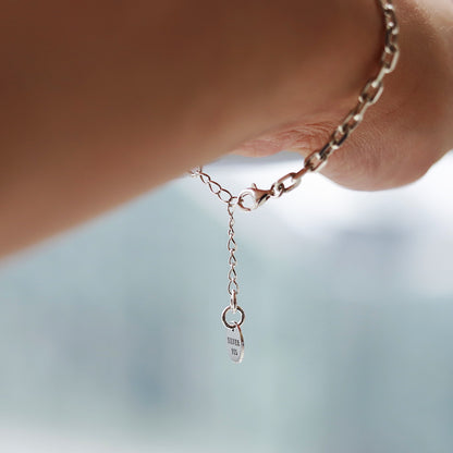 【アジャスター付きでサイズが変えられる】F.H. シルバーブレスレット：#B014-17+3cm