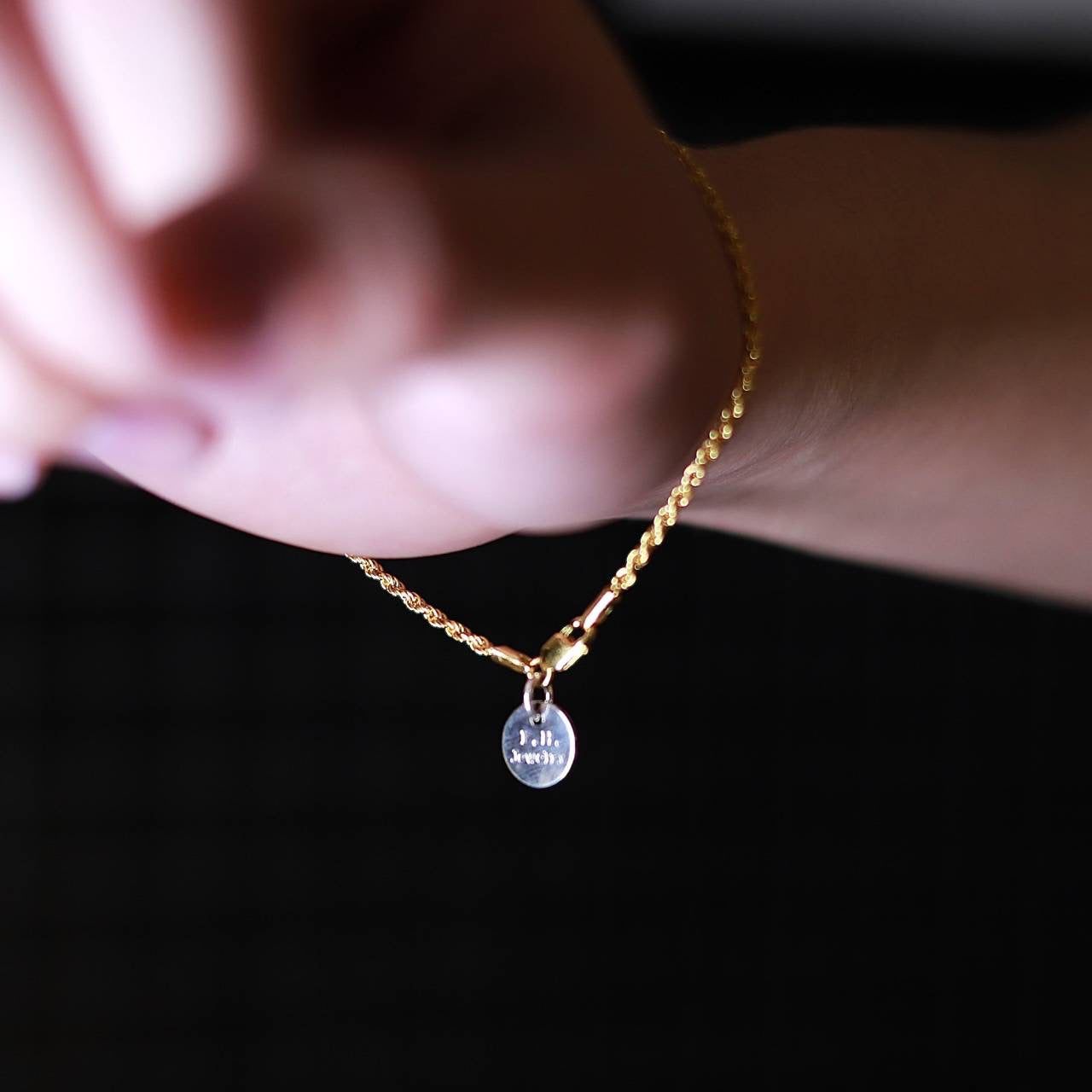 シルバーブレスレット（ロープチェーン 1.8mmゴールドコーティング）：#B038GP-19cm