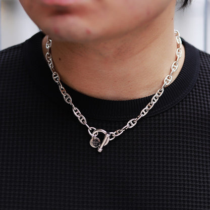 【オーダー商品：納期約1カ月】F.H. シルバーネックレス（アンカーチェーン 5mm）：＃N042-45cm