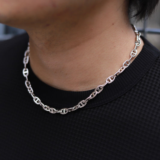 【オーダー商品：納期約1カ月】F.H. シルバーネックレス（アンカーチェーン 5mm）：＃N042-45cm