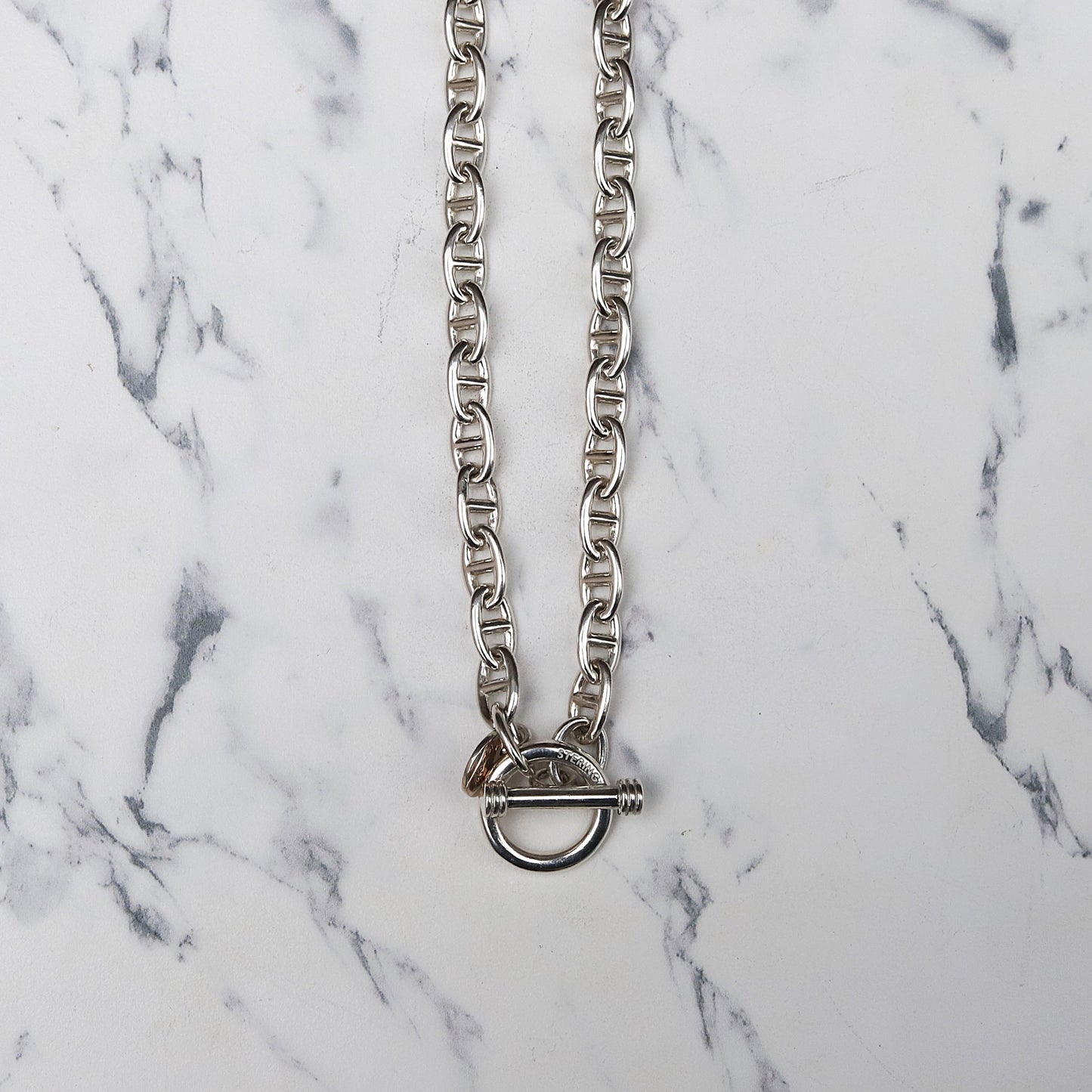 【オーダー商品：納期約1カ月】F.H. シルバーネックレス（アンカーチェーン 5mm）：＃N042-45cm