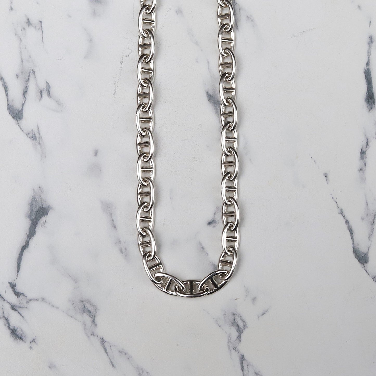 【オーダー商品：納期約1カ月】F.H. シルバーネックレス（アンカーチェーン 5mm）：＃N042-45cm