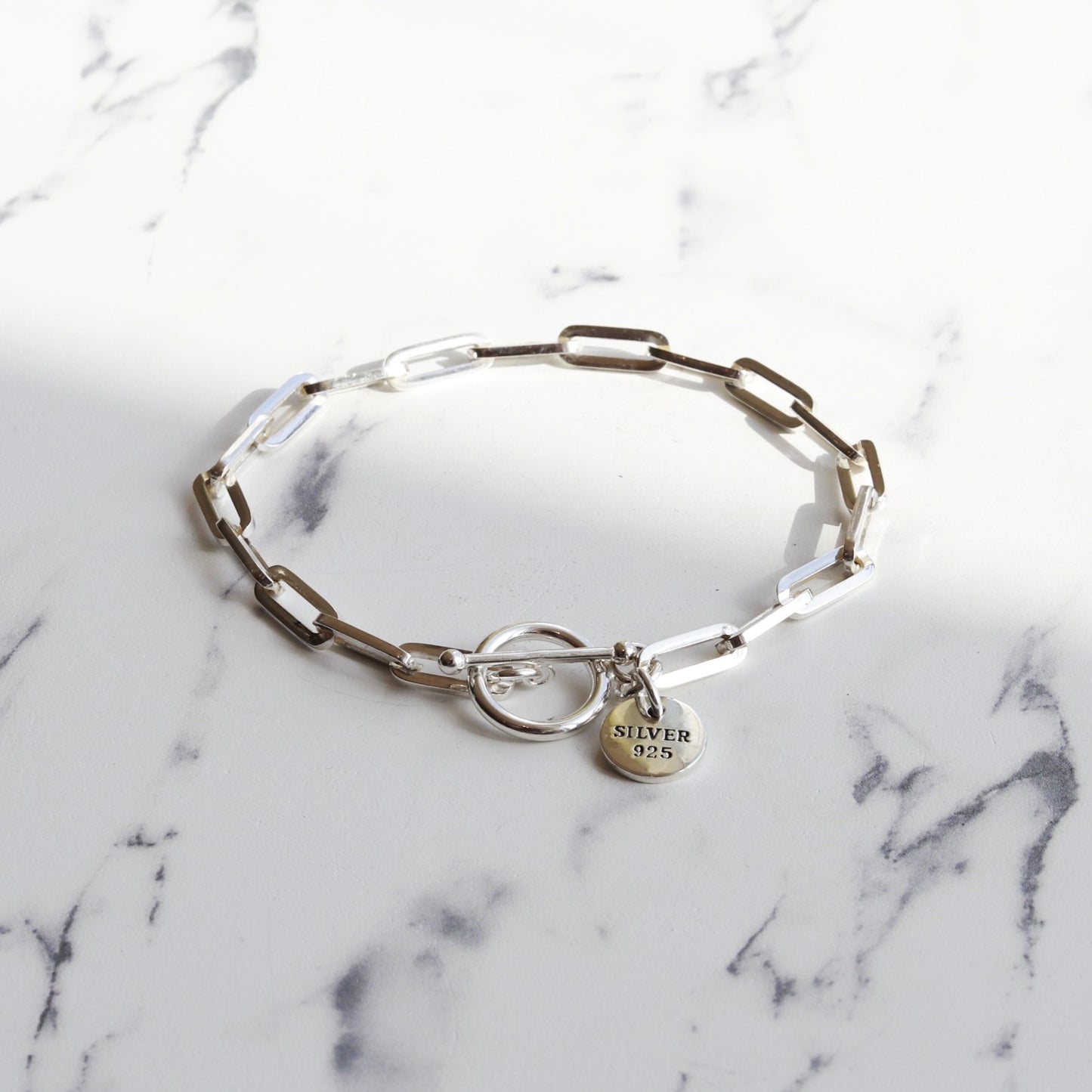 【存在感と抜け感のバランス】F.H. シルバーブレスレット（長あずきチェーン 4.5mm）：#B019-19cm