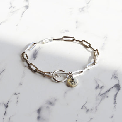 【存在感と抜け感のバランス】F.H. シルバーブレスレット（長あずきチェーン 4.5mm）：#B019-19cm