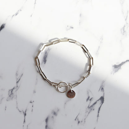 【存在感と抜け感のバランス】F.H. シルバーブレスレット（長あずきチェーン 4.5mm）：#B019-19cm