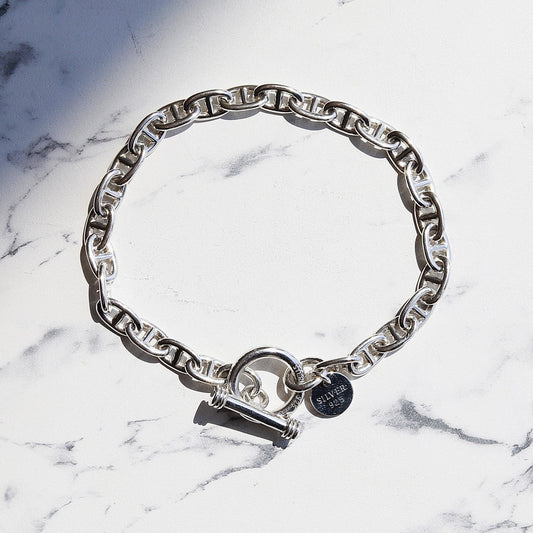 【手首回り（21cm位）大きい方に】 F.H. シルバーブレスレット（アンカーチェーン 5mm）：#B029-24cm