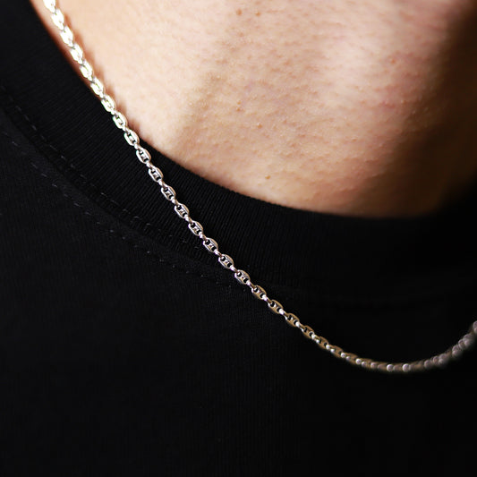 【経年変化で更に良い味が出る】F.H. シルバーネックレス（マリーナチェーン 2.5mm）：#N044-45cm