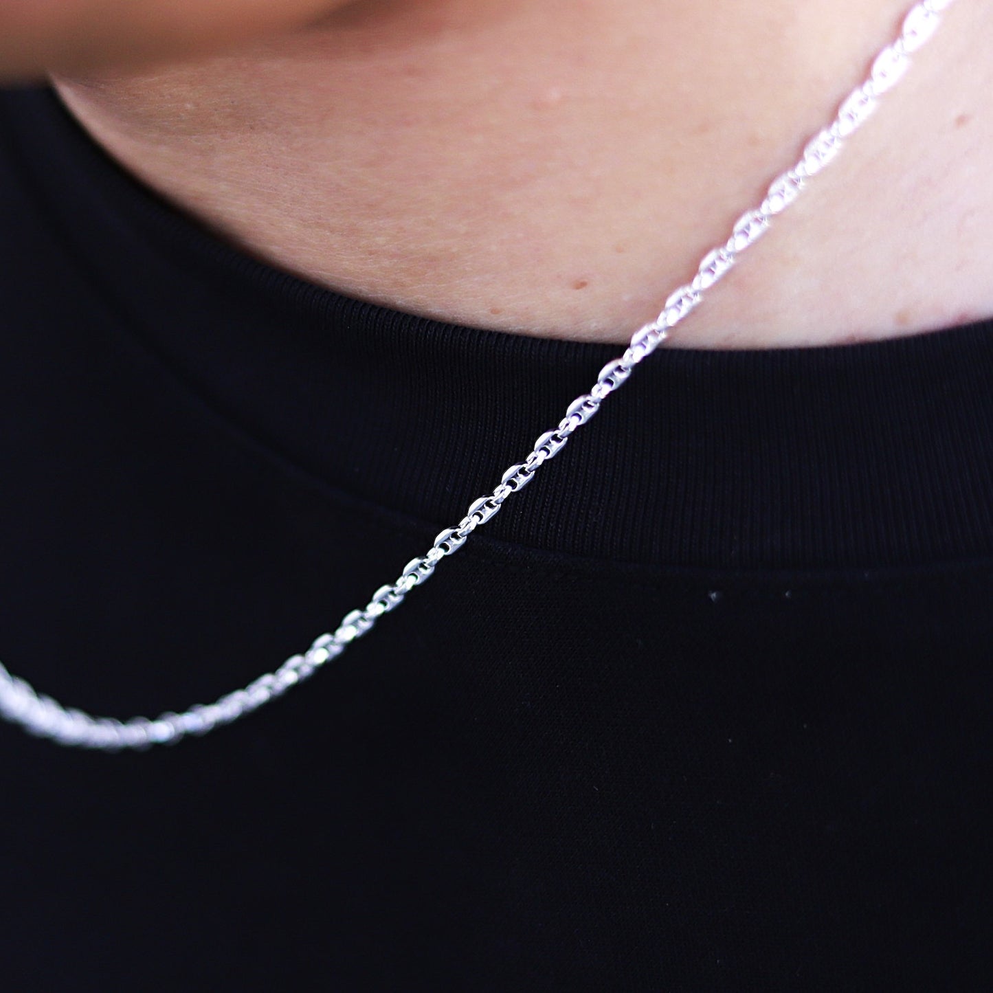 【優しく見せてくれる】F.H. シルバーネックレス（マリーナチェーン 2.5mm）：#N044-50cm