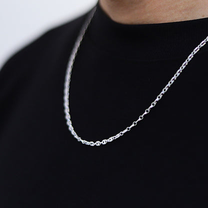 【優しく見せてくれる】F.H. シルバーネックレス（マリーナチェーン 2.5mm）：#N044-50cm