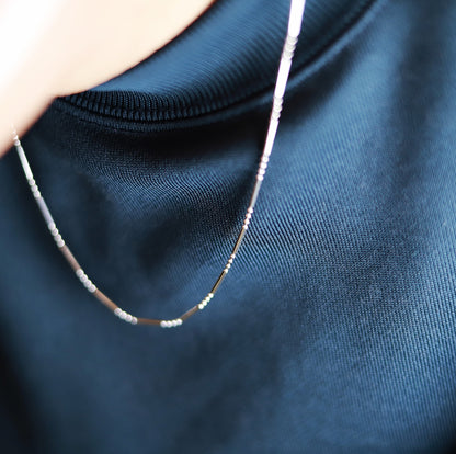 【さり気なくお洒落に】F.H. シルバーネックレス（チューブチェーンネックレス）：#N047−50cm